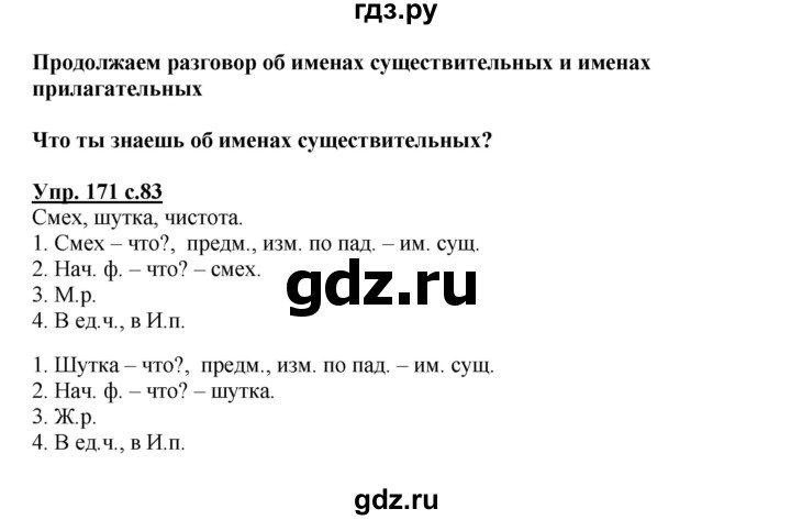 ГДЗ по русскому языку 4 класс Соловейчик упражнение - 171, Решебник 2016