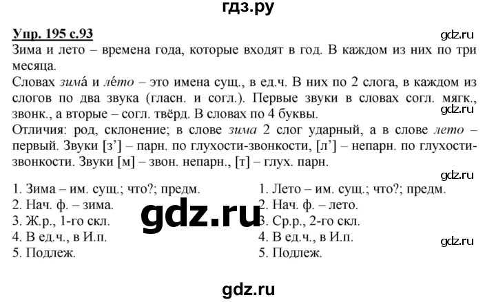 ГДЗ по русскому языку 4 класс Соловейчик упражнение - 195, Решебник 2016