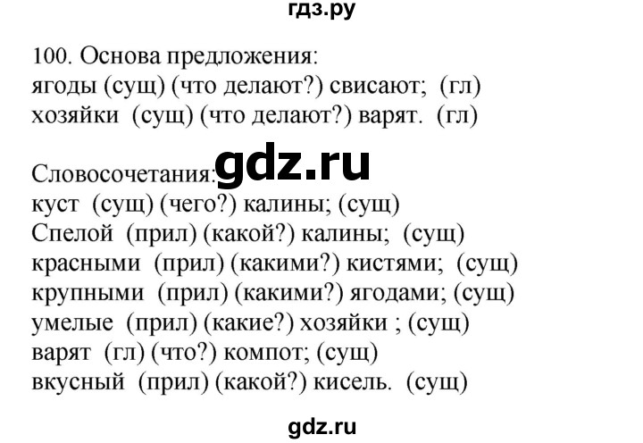 ГДЗ по русскому языку 4 класс Соловейчик упражнение - 100, Решебник 2024