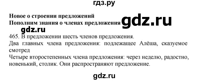 ГДЗ по русскому языку 4 класс Соловейчик упражнение - 465, Решебник 2024
