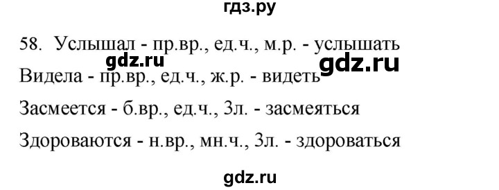 ГДЗ по русскому языку 4 класс Соловейчик упражнение - 58, Решебник 2024