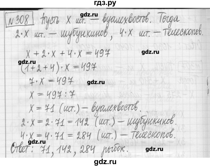ГДЗ по математике 5 класс Гамбарин сборник  задач и упражнений  упражнение - 308, Решебник