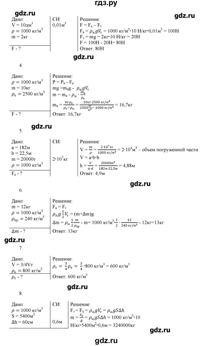 ГДЗ по физике 7 класс Марон дидактические материалы  контрольная работа / кр-3. вариант - 2, Решебник