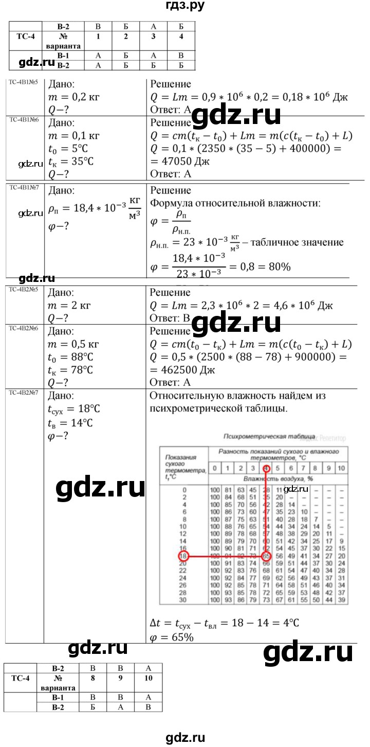 ГДЗ по физике 8 класс Марон дидактические материалы  тест - 4, Решебник №1 2022