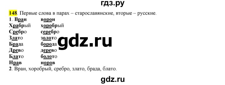 ГДЗ по русскому языку 6 класс Рыбченкова часть 1 - 148, Решебник к учебнику 2016