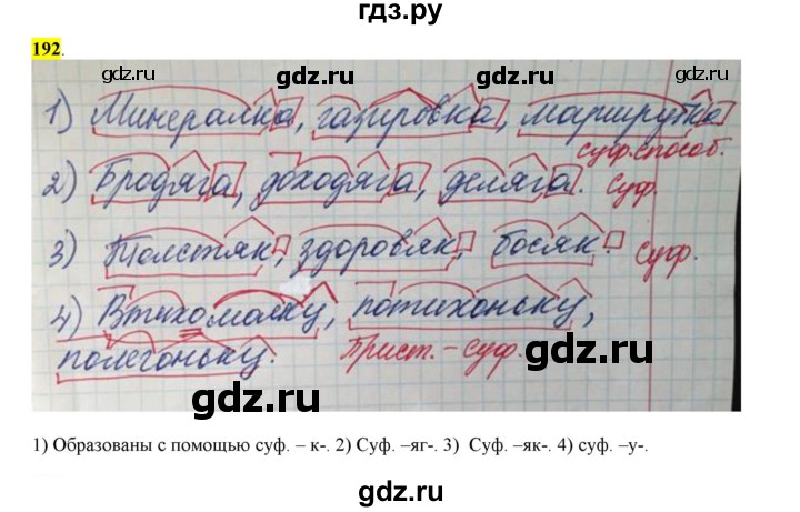 ГДЗ по русскому языку 6 класс Рыбченкова часть 1 - 192, Решебник к учебнику 2016