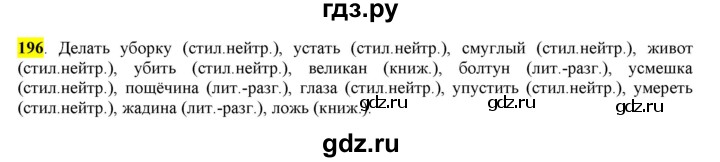 ГДЗ по русскому языку 6 класс Рыбченкова часть 1 - 196, Решебник к учебнику 2016