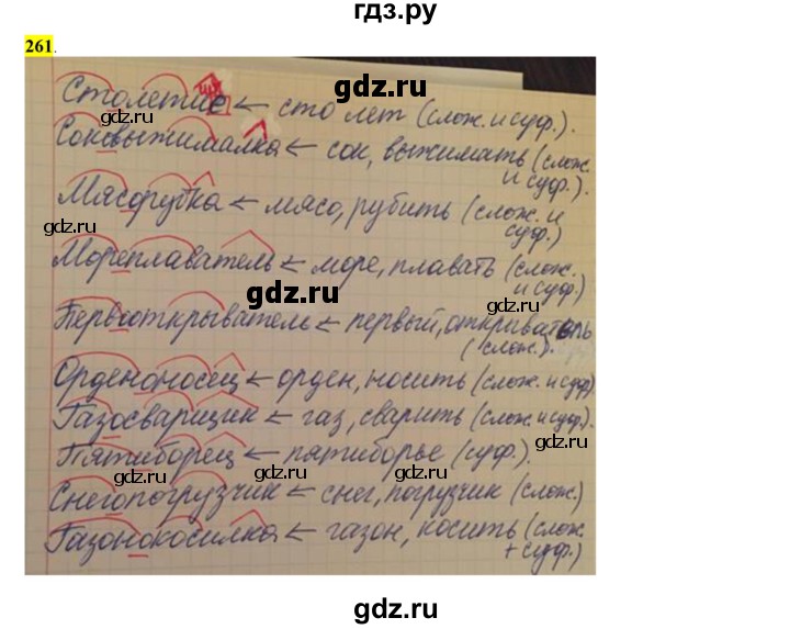 ГДЗ по русскому языку 6 класс Рыбченкова часть 1 - 261, Решебник к учебнику 2016