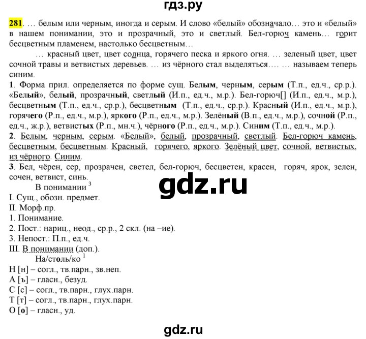 ГДЗ по русскому языку 6 класс Рыбченкова часть 1 - 281, Решебник к учебнику 2016