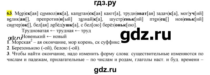ГДЗ по русскому языку 6 класс Рыбченкова часть 1 - 63, Решебник к учебнику 2016