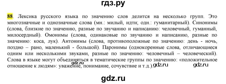 ГДЗ по русскому языку 6 класс Рыбченкова часть 1 - 88, Решебник к учебнику 2016