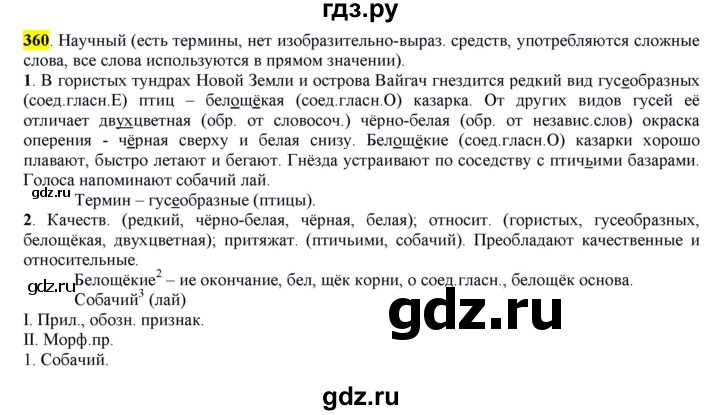 ГДЗ по русскому языку 6 класс Рыбченкова часть 2 - 360, Решебник к учебнику 2016