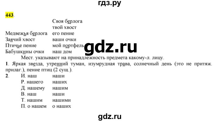 ГДЗ по русскому языку 6 класс Рыбченкова часть 2 - 443, Решебник к учебнику 2016