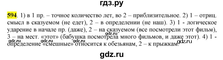 ГДЗ по русскому языку 6 класс Рыбченкова часть 2 - 594, Решебник к учебнику 2016
