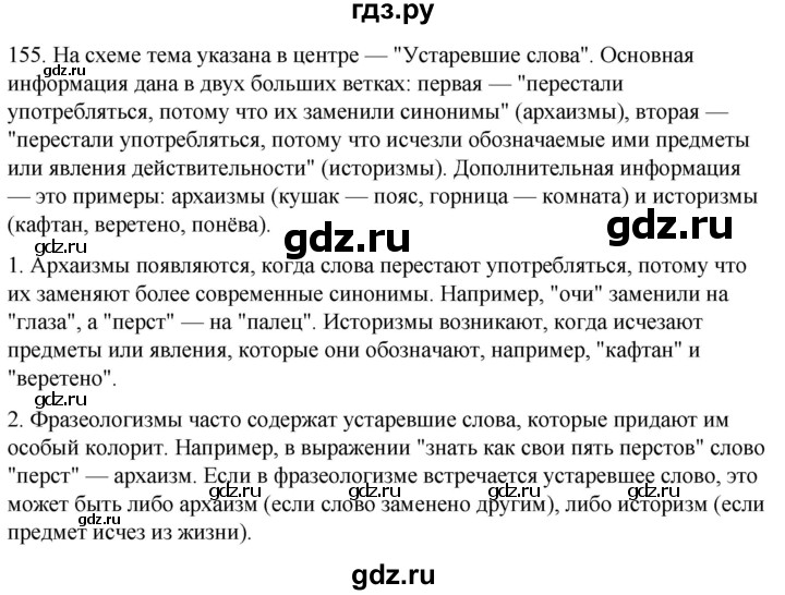 ГДЗ по русскому языку 6 класс Рыбченкова часть 1 / упражнение - 155, Решебник 2024