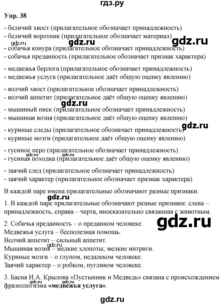 ГДЗ по русскому языку 6 класс Рыбченкова часть 2 / упражнение - 38, Решебник 2024