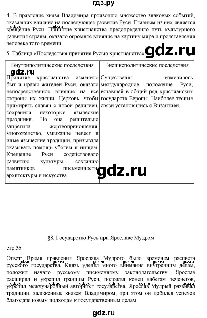 ГДЗ по истории 6 класс Арсентьев История России  часть 1. страница - 56, Решебник к учебнику 2023