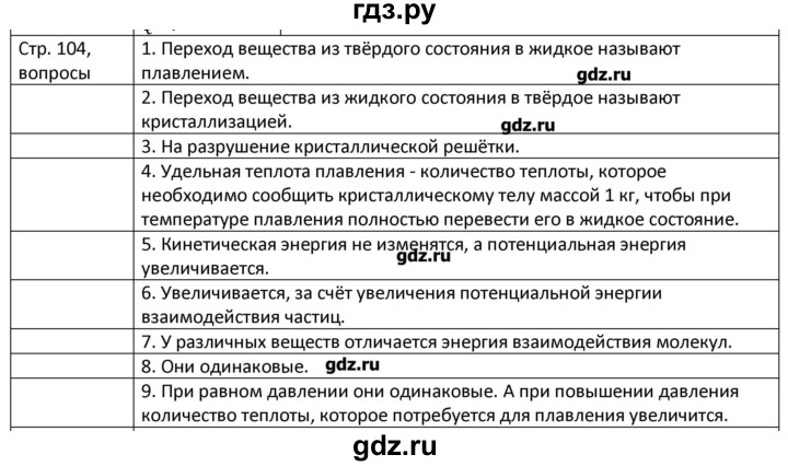 ГДЗ по физике 8 класс Грачев страница - 104, Решебник