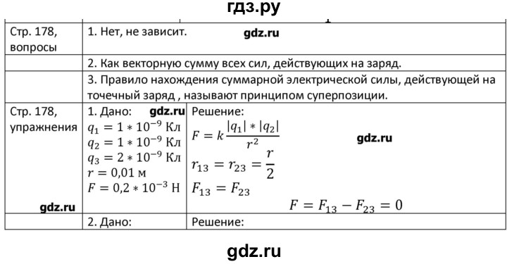 ГДЗ по физике 8 класс Грачев страница - 178, Решебник