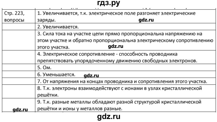 ГДЗ по физике 8 класс Грачев страница - 223, Решебник