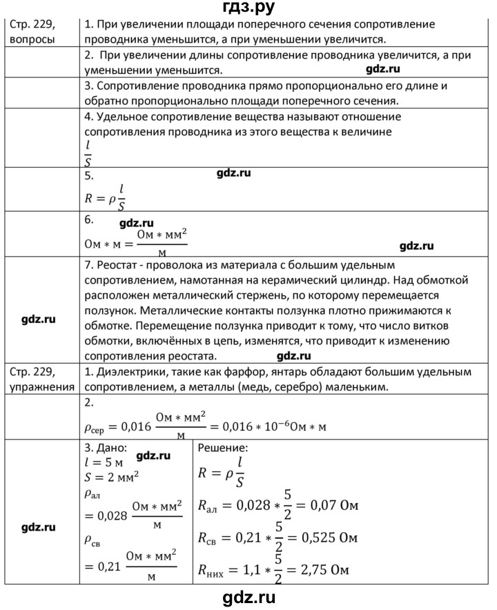 ГДЗ по физике 8 класс Грачев страница - 229, Решебник