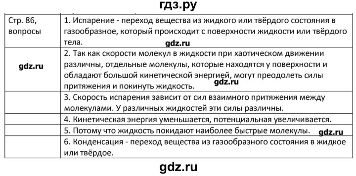 ГДЗ по физике 8 класс Грачев страница - 86, Решебник
