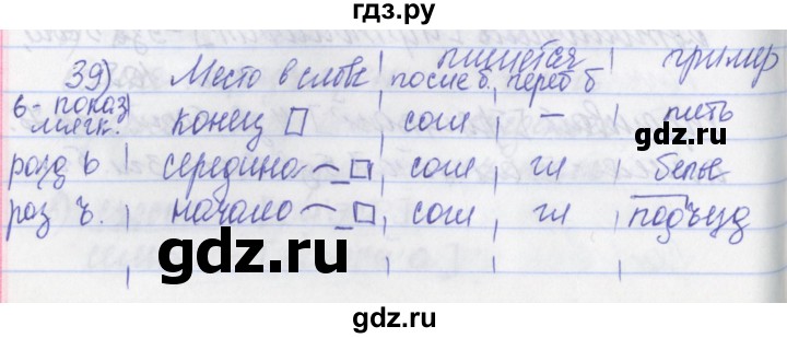 ГДЗ по русскому языку 2 класс Яковлева рабочая тетрадь (Нечаева)  тетрадь №2. упражнение - 39, Решебник №1