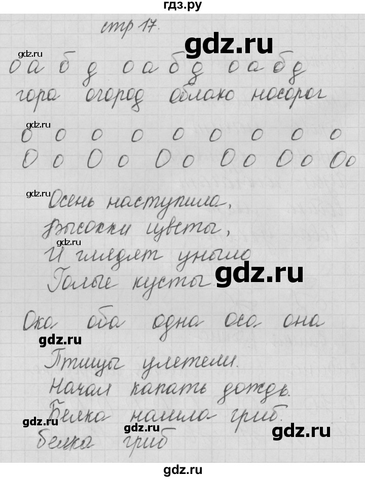 ГДЗ по русскому языку 1 класс Нечаева тетрадь по письму  тетрадь №1. страница - 17, Решебник №1