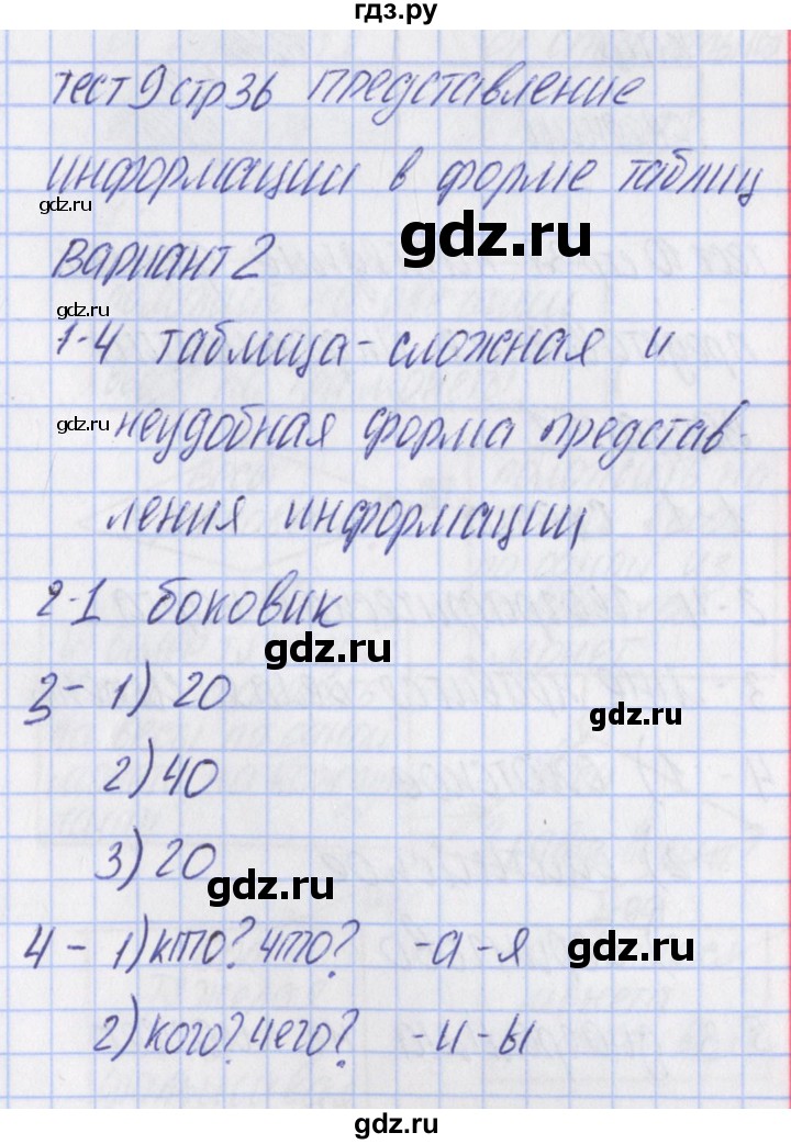 ГДЗ по информатике 5 класс Масленикова контрольно-измерительные материалы  тест 9. вариант - 2, Решебник