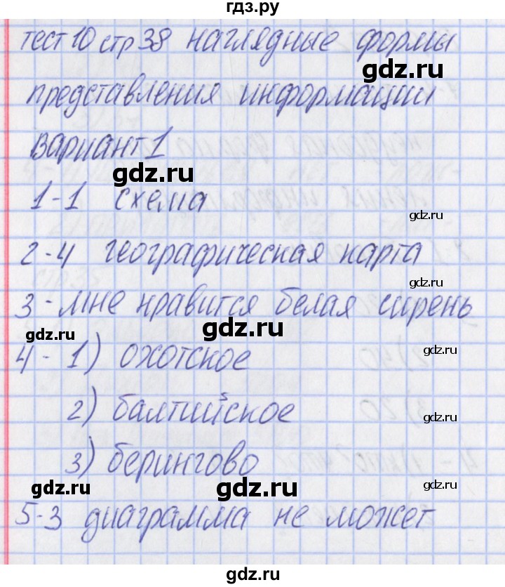 ГДЗ по информатике 5 класс Масленикова контрольно-измерительные материалы  тест 10. вариант - 1, Решебник