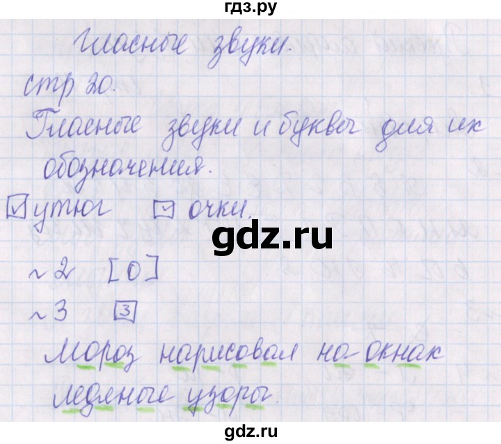 ГДЗ по русскому языку 1 класс Канакина проверочные работы  страница - 20, Решебник №1 2016