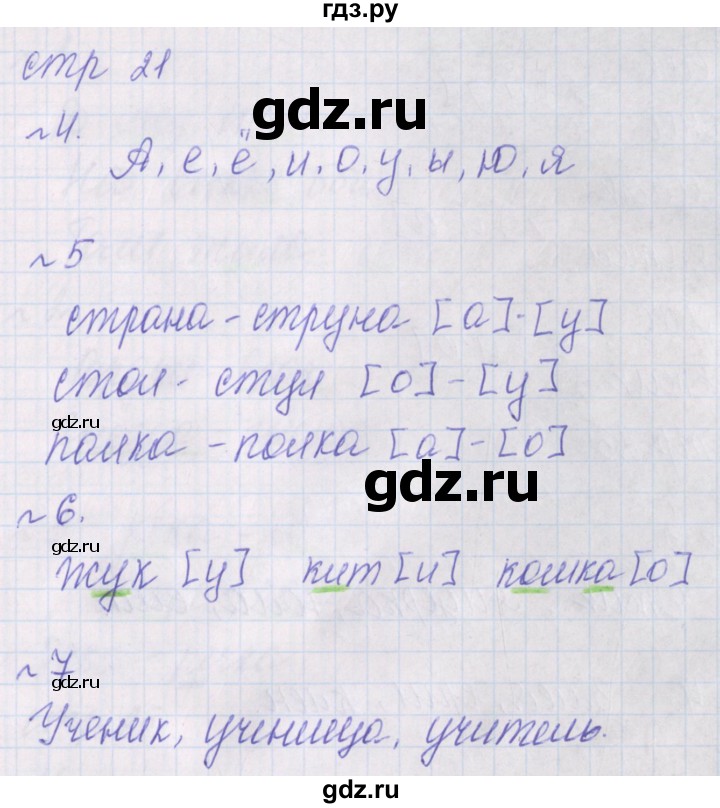 ГДЗ по русскому языку 1 класс Канакина проверочные работы  страница - 21, Решебник №1 2016