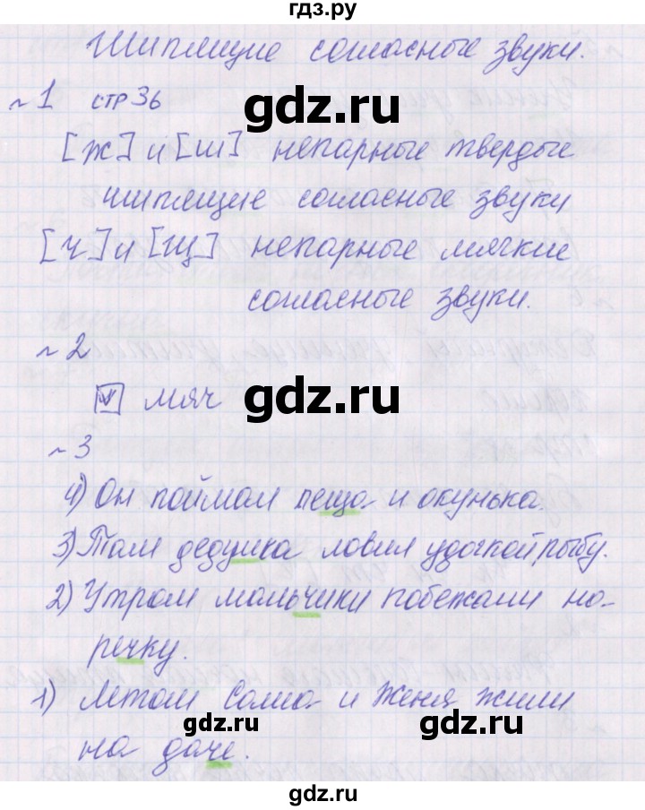 ГДЗ по русскому языку 1 класс Канакина проверочные работы  страница - 36, Решебник №1 2016