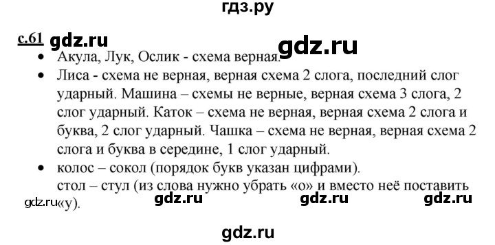 ГДЗ по русскому языку 1 класс Горецкий азбука  часть 1. страница - 61, Решебник к азбуке 2023