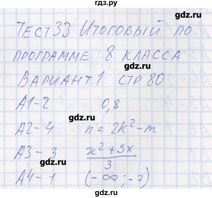 ГДЗ по алгебре 8 класс Черноруцкий контрольно-измерительные материалы  страница - 80, Решебник