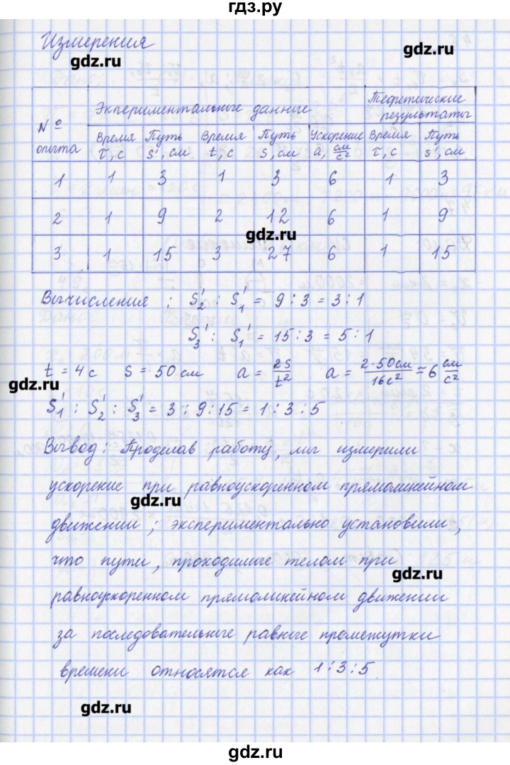 ГДЗ по физике 9 класс Пурышева рабочая тетрадь  лабораторная работа - 1, Решебник №1