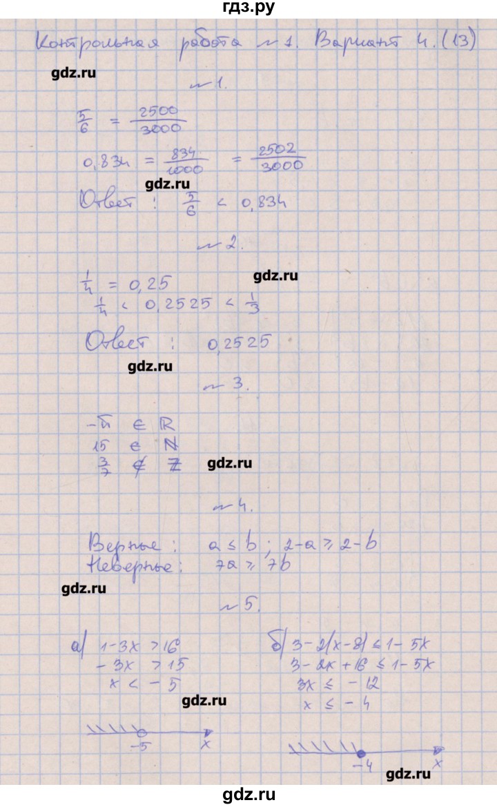 ГДЗ по алгебре 9 класс Кузнецова контрольные работы  КР-1. вариант - 4, Решебник