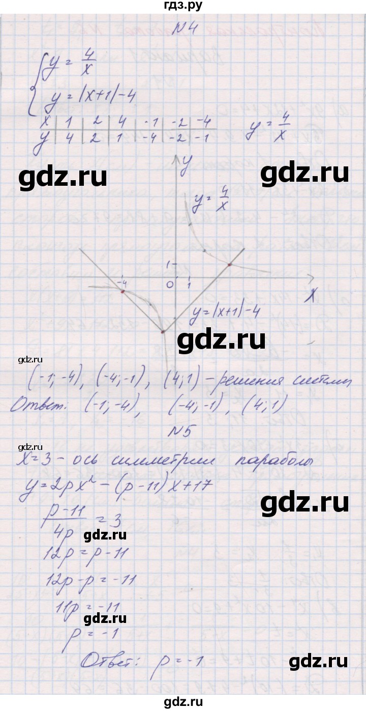 ГДЗ по алгебре 8 класс Александрова контрольные работы Базовый уровень КР-5. вариант - 4, Решебник №1