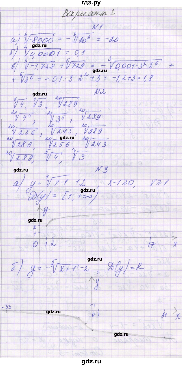 ГДЗ по алгебре 11 класс Глизбург контрольные работы Базовый уровень КР-1. вариант - 3, Решебник