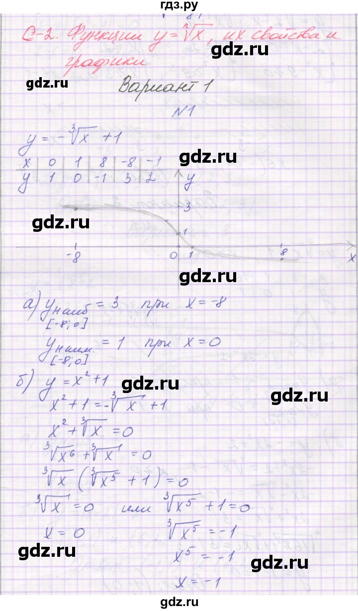 ГДЗ по алгебре 11 класс Александрова самостоятельные работы  Базовый уровень С-2. вариант - 1, Решебник
