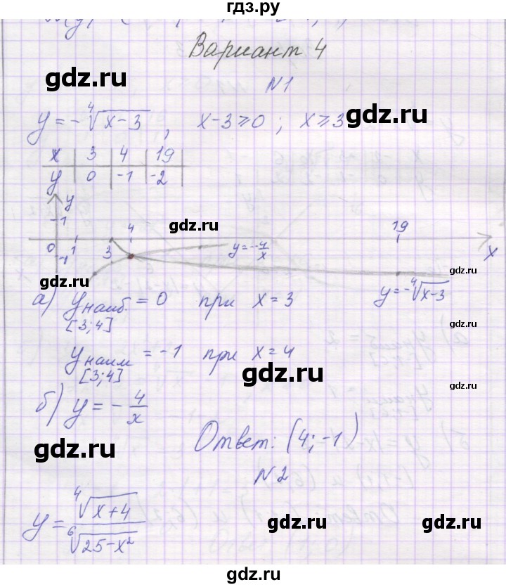 ГДЗ по алгебре 11 класс Александрова самостоятельные работы  Базовый уровень С-2. вариант - 4, Решебник