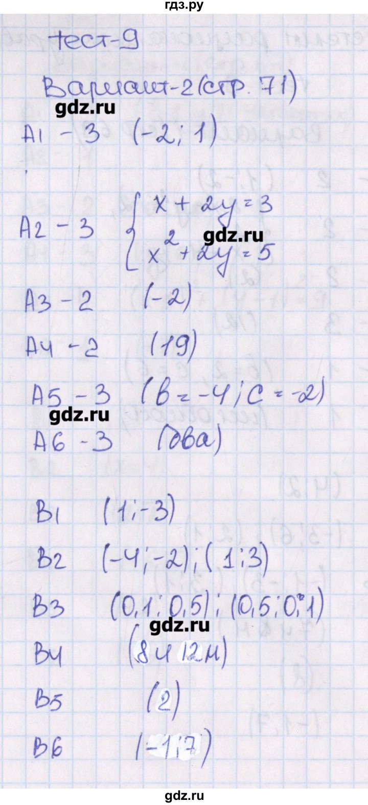 ГДЗ по алгебре 8 класс Чулков тематические тесты  тест 9. вариант - 2, Решебник