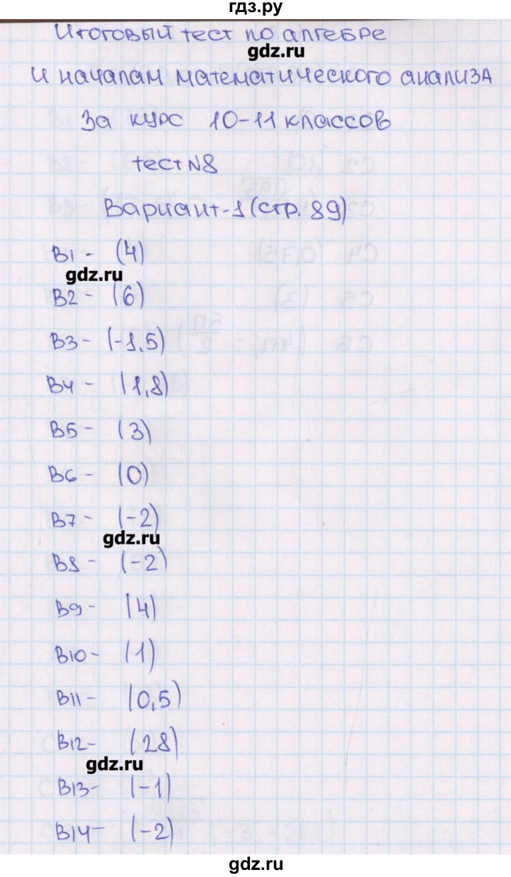 ГДЗ по алгебре 11 класс  Шепелева тематические тесты ЕГЭ Базовый и углубленный уровень тест 8. вариант - 1, Решебник