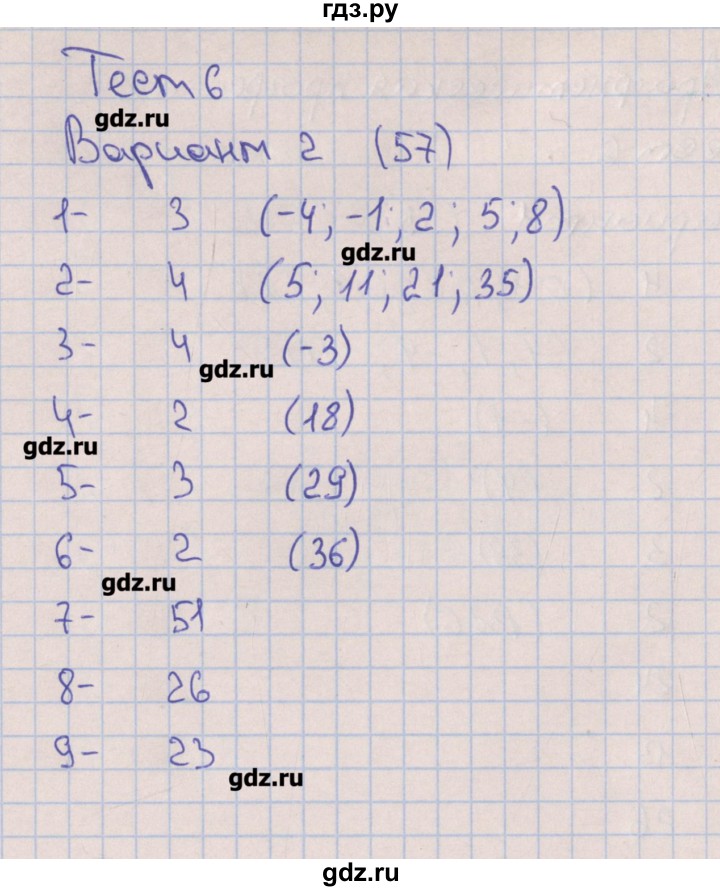 ГДЗ по алгебре 9 класс Дудницын тематические тесты ОГЭ  тест 6. вариант - 2, Решебник