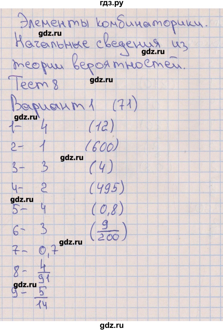 ГДЗ по алгебре 9 класс Дудницын тематические тесты ОГЭ  тест 8. вариант - 1, Решебник