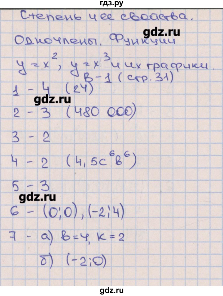ГДЗ по алгебре 7 класс Дудницын тематические тесты  тест 4. вариант - 1, Решебник