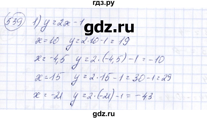 ГДЗ по алгебре 7 класс Колягин   упражнение - 539, Решебник №3