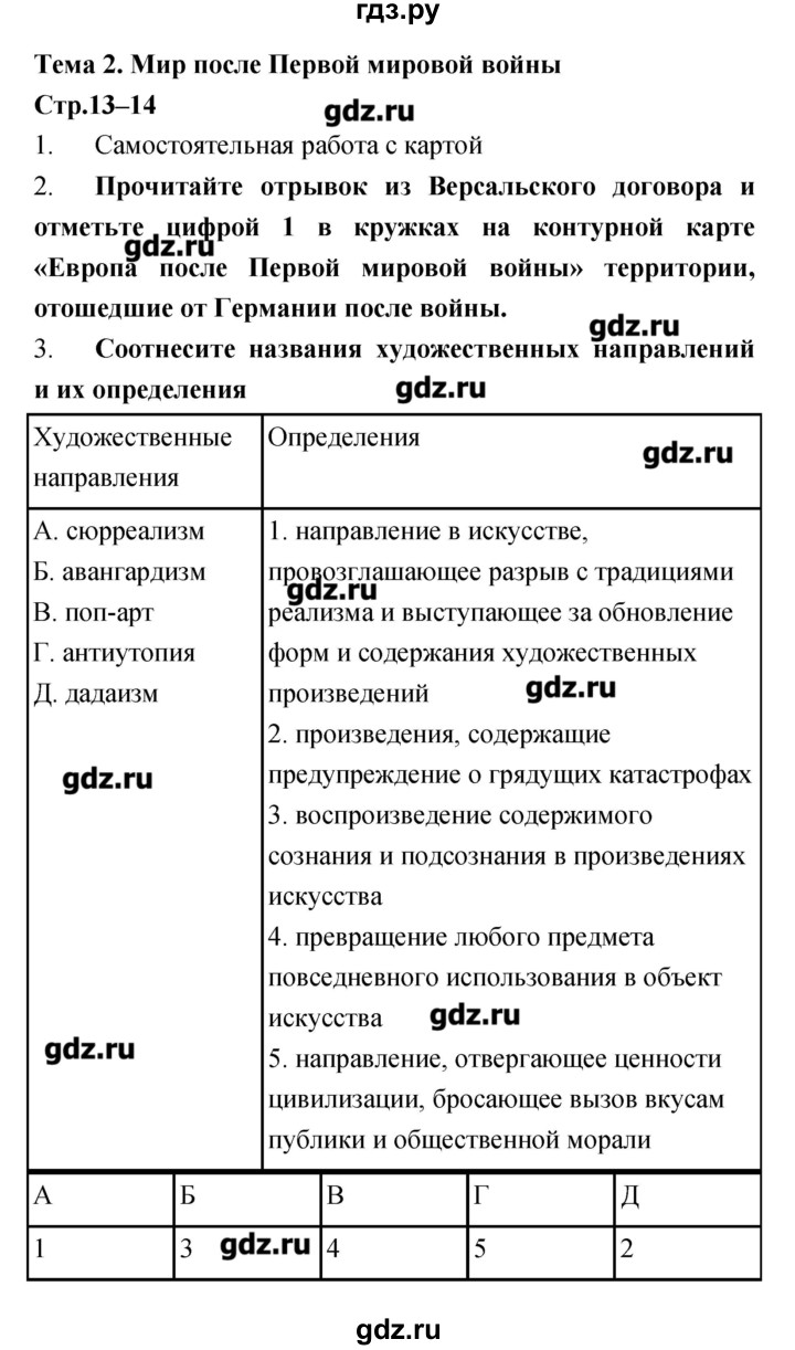 ГДЗ по истории 9 класс Пономарев рабочая тетрадь  страница - 13–14, Решебник
