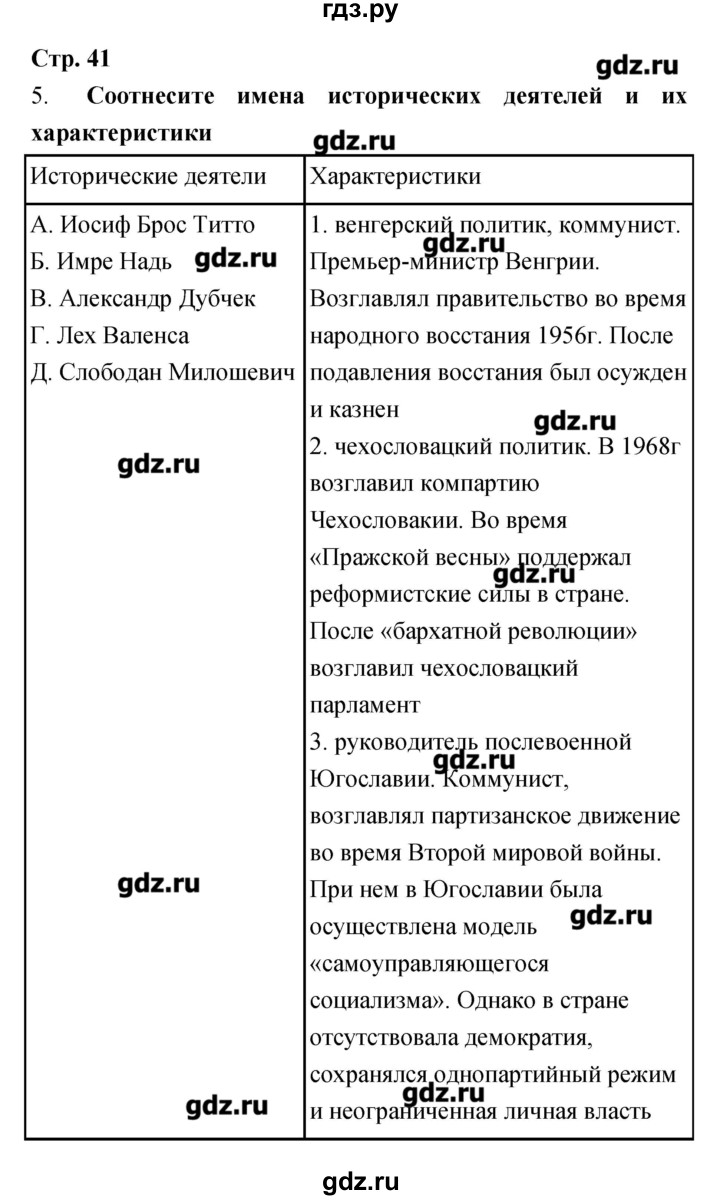 ГДЗ по истории 9 класс Пономарев рабочая тетрадь  страница - 41, Решебник