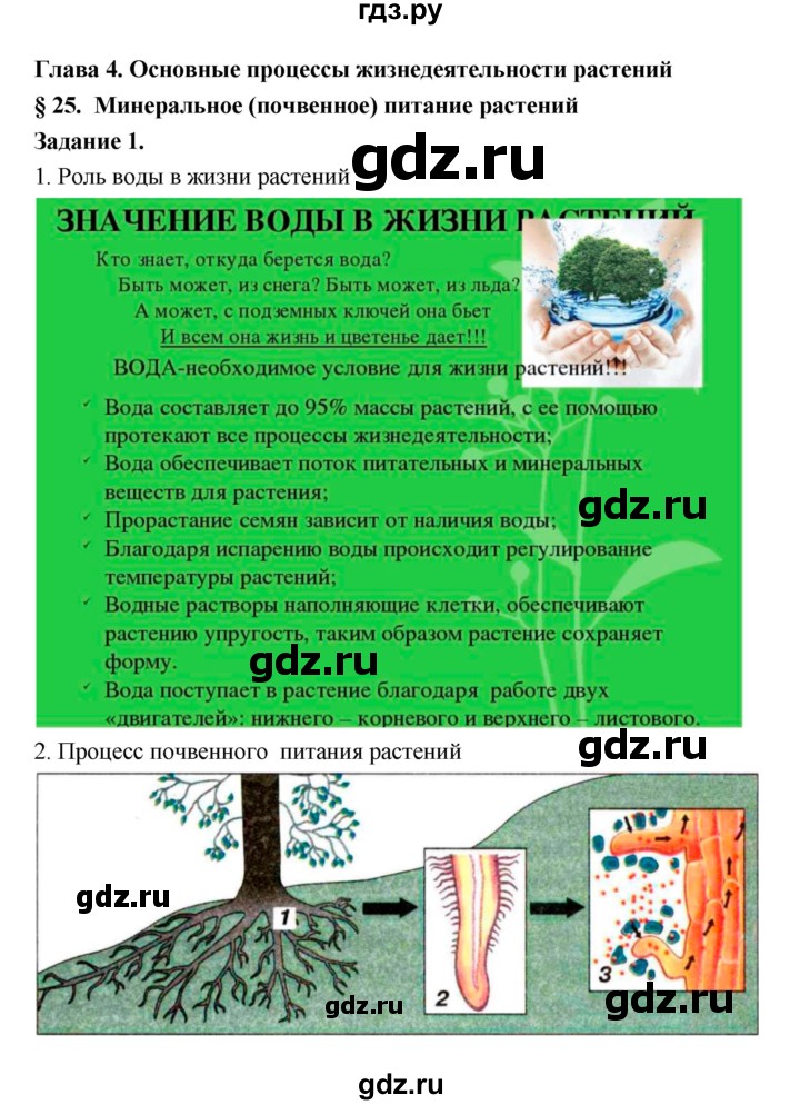 ГДЗ по биологии 7 класс Пономарева рабочая тетрадь  параграф - 25, Решебник
